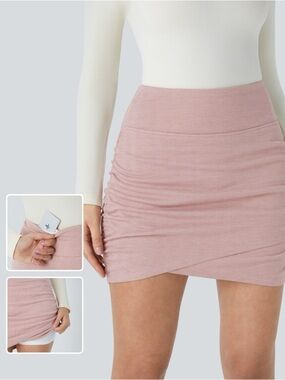 Halara High Waisted Ruched 2-in-1 Herringbone Skort medium NWOT